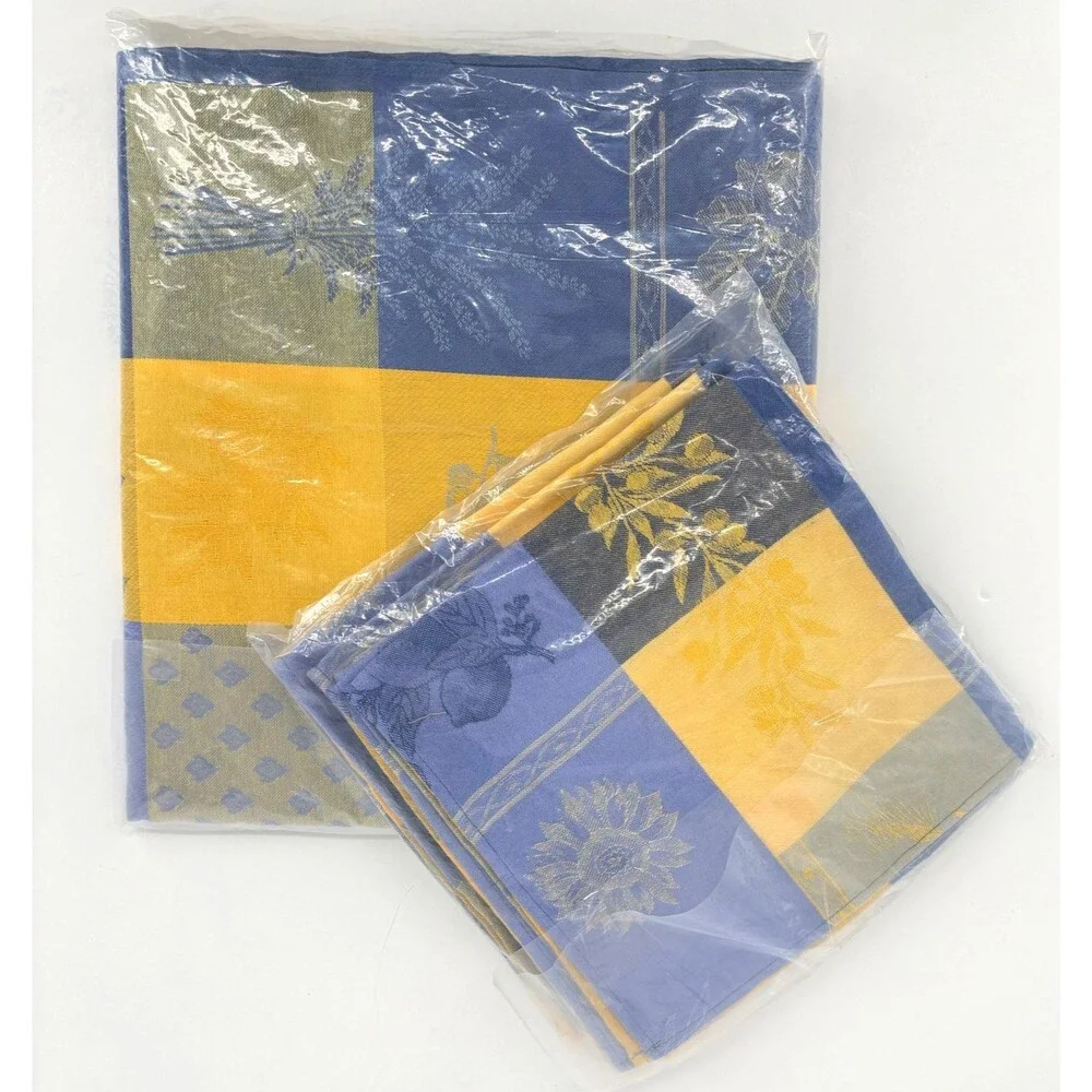 La Maisonnette French Provencal Yellow Blue Tablecloth 70x70